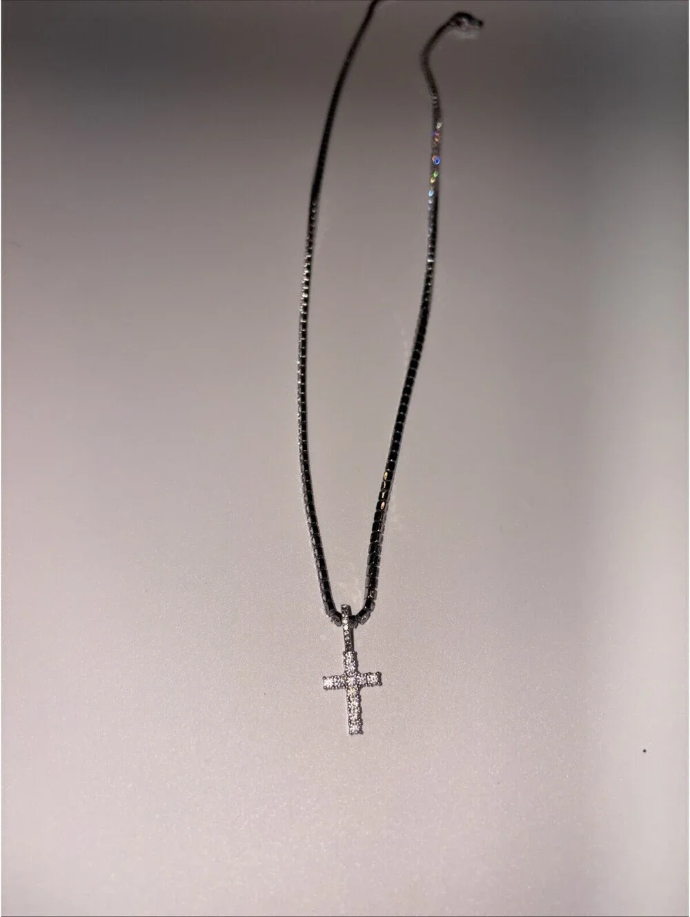 Micro Diamond Cross Pendant in White Gold - 14k White Gold Plated / White Gold